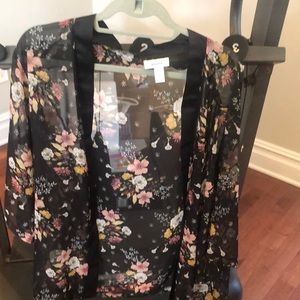 Cute black floral kimono